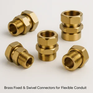 Brass Fixed and swivel Connectors for Flexible conduit