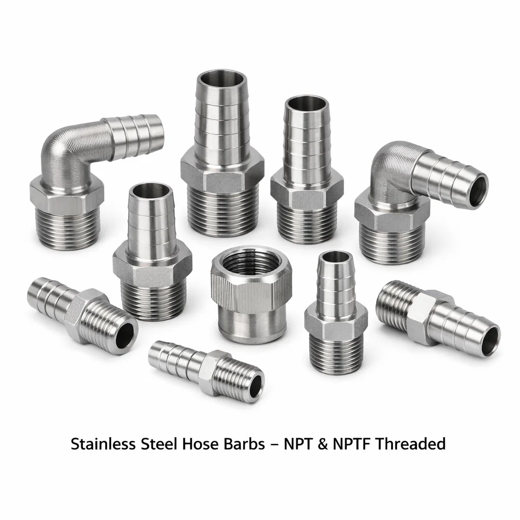 Stainless Steel Hose Barbs -NPT & NPTF Threaded